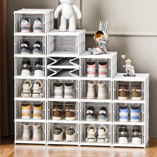 【ONE HOUSE】8色可選_90L巴克免安裝一體式折疊鞋盒-加厚正開 6層x2入(收納盒 收納櫃 摺疊收納 鞋架 鞋櫃)