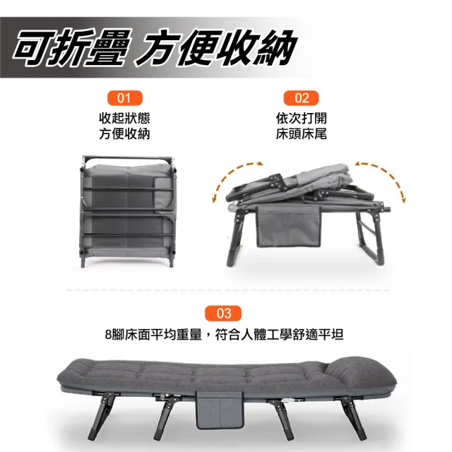 【ONE HOUSE】六段可調_小鋼炮穩固免安裝秒收折疊床_66寬(單人床 行軍床 辦公午休床 露營床)