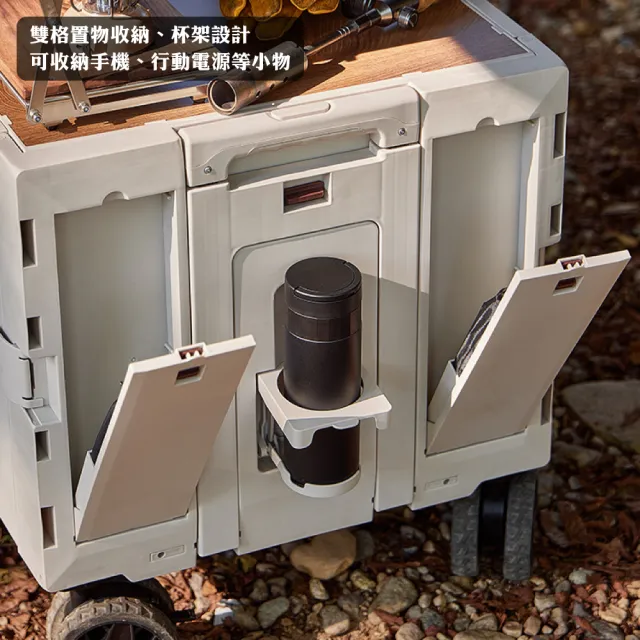 【ONE HOUSE】丹邁越野5輪折疊購物收納車 買菜車 購物車 平拉推車(150L巨型折疊手推車_六開門 1入)