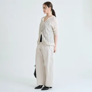 【M：MINb】鏤空透膚開襟針織外套(淺卡其/中大尺碼女裝/針織/針織外套/大尺碼女裝/外套)