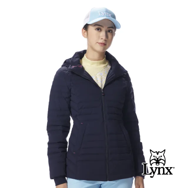 【Lynx Golf】女款長版90/10輕羽絨石磨烯恆溫裡布可拆帽防潑水保暖外套(二色)