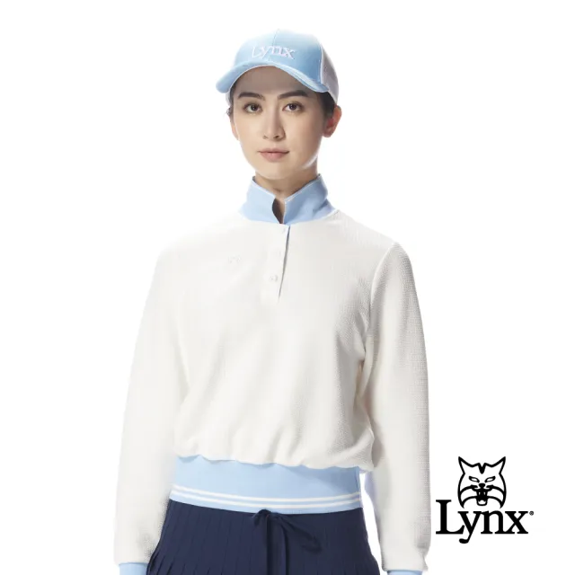 【Lynx Golf】首爾高桿風格！女款立體泡泡棉寬鬆短版羅紋束口POLO衫(二色)