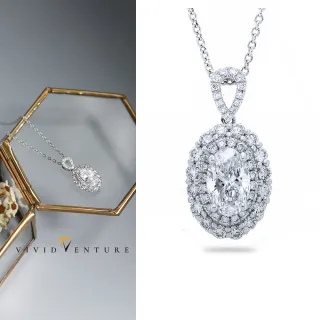 【Vividventure 亞帝芬奇】鉑金+18K鍊 GIA 1克拉 DVS2 2VG 天然鑽石 真鑽 項鍊 高峰展現