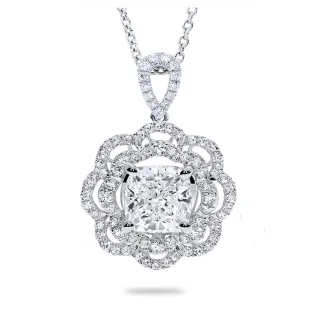 【Vividventure 亞帝芬奇】鉑金 GIA 1克拉 DVVS2 2VG 天然鑽石 真鑽 項鍊 璀璨花漾