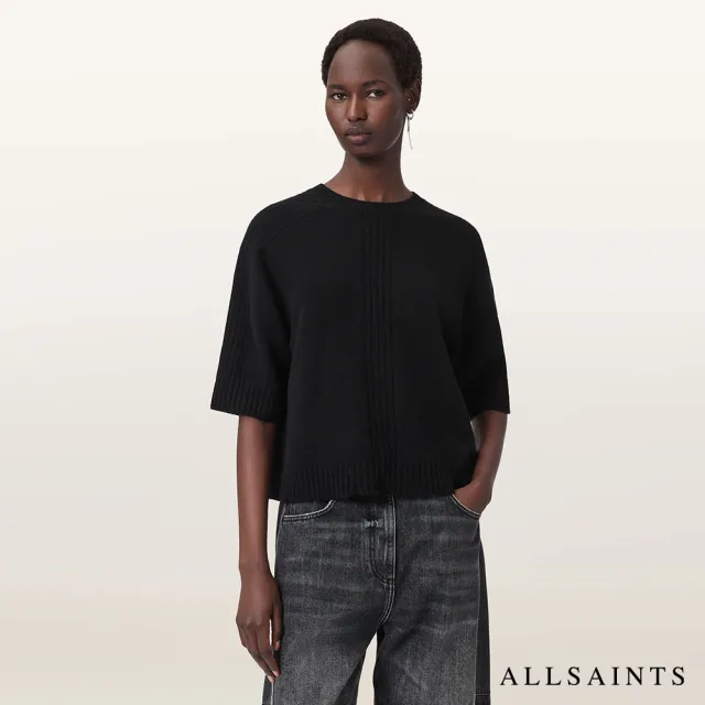 【ALLSAINTS】NIX 喀什米爾五分袖羊毛上衣-黑 W030KD(常規版型)