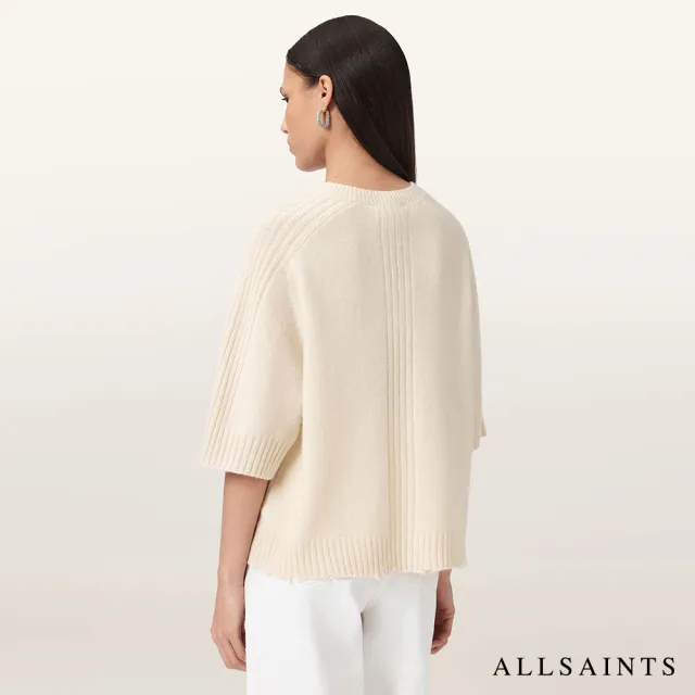 【ALLSAINTS】NIX 喀什米爾五分袖羊毛上衣-米白 W030KD(常規版型)