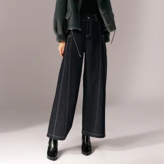 【KERAIA 克萊亞】魅力價-曠野旅者毛邊闊腿牛仔褲