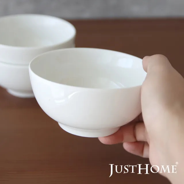 【Just Home】純白系列新骨瓷飯碗/萬用碗/餐盤組7.5吋盤/8吋深盤(可微波 飯碗 餐具/深碗/平盤/淺盤/深盤)