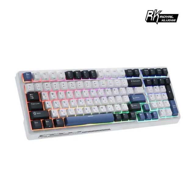 【RK ROYAL KLUDGE】RK G98機械鍵盤 藍牙三模PBT鍵帽 100鍵K黃軸 RGB 藍色潮汐 中文注音(原廠保固一年)