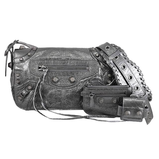 【Balenciaga 巴黎世家】Le Cagole XS 小羊皮附耳機套零錢包肩背斜背包(銀灰)
