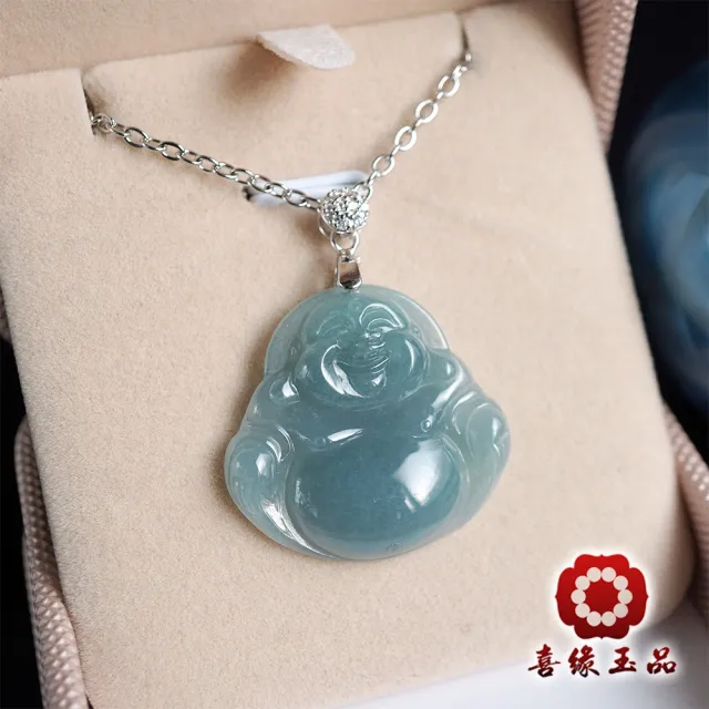 【喜緣玉品】彌勒佛 天然翡翠A貨 冰透 項鍊(開運風水)