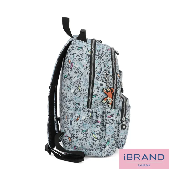 【iBrand】雙11 經典百搭輕盈多口袋後背包(彩繪塗鴉)