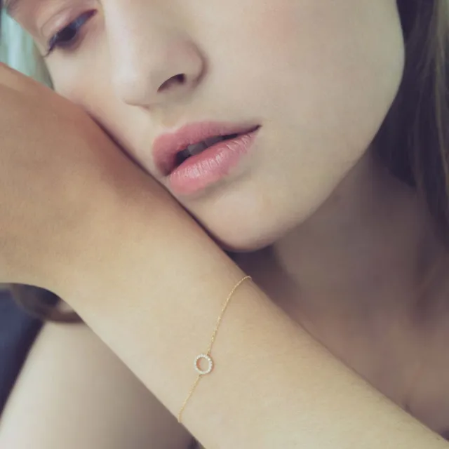 【ete】K18YG 摩登環形密鑲鑽石手鍊(金色)
