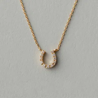 【ete】K18YG 馬蹄形鑽石項鍊(金色)