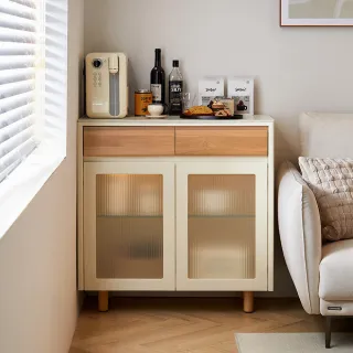 【hoi! 好好生活】林氏木業北歐理想家拉門二抽矮餐櫃0.89M UD1T