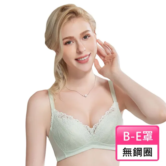 【Swear 思薇爾】舒棉Bra系列B-E罩無鋼圈蕾絲包覆女內衣(輕綠色)