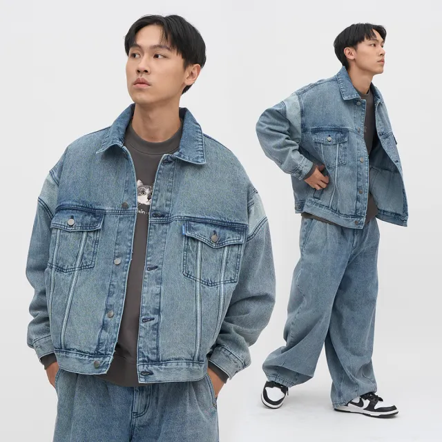 【plain-me】牛仔外套 Offense拼接丹寧外套 PLN1151-242(男外套 女外套 外套 休閒外套)