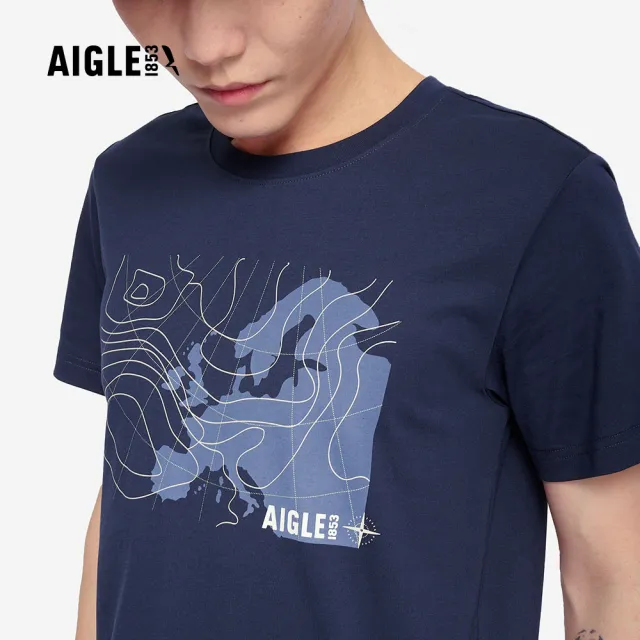 【AIGLE】男 快乾抗菌短袖T恤｜AG-5P119(男 上衣 男 T恤 抗菌抑臭 吸濕快乾 有機棉)