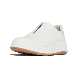 【FitFlop】F-MODE 摔纹皮革套穿式休閒鞋-女(都會白)