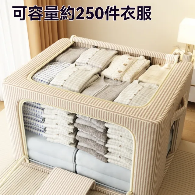 【諾必行】衣服收納箱 百納箱 中號40*30*20cm(衣櫃 整理箱 百納袋 三視窗)