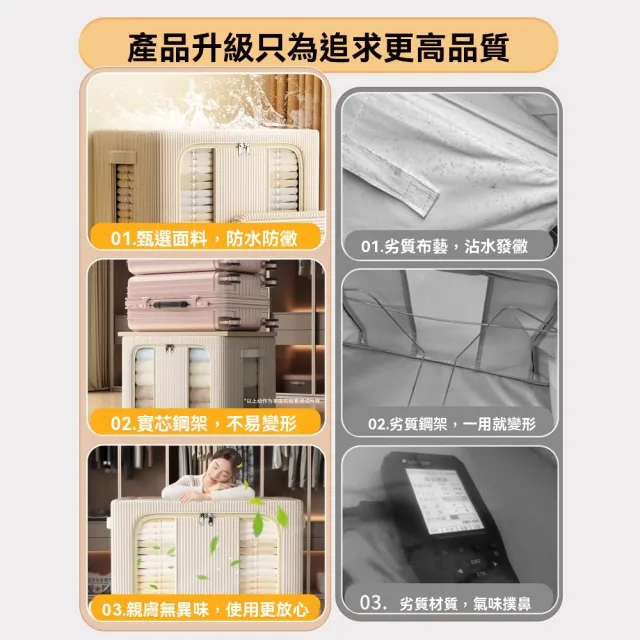 【諾必行】衣服收納箱 百納箱 中號40*30*20cm(衣櫃 整理箱 百納袋 三視窗)