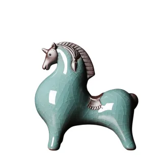 【新川】陶瓷唐馬擺件 小尺寸設計(客廳玄關桌面裝飾 典雅陶瓷馬擺飾 玄關酒櫃陳設 送禮收藏兩相宜)