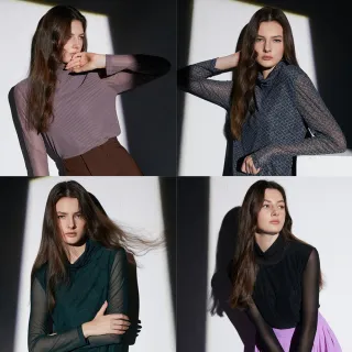 ANSICH歐風彈力網紗百搭上衣