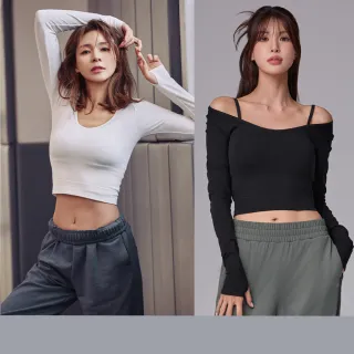 【STL】現貨 韓國瑜伽 HighStretch LS 高彈 短版 美型曲線 露肩 女 運動 長袖 上衣(多色)