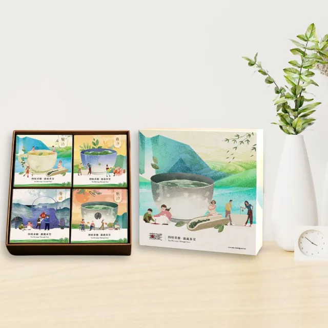 【無藏茗茶】X可瑞特設計X伊甸基金會 聯名茶葉禮盒-四時茶願·歲歲平安(綜合茶包茶食禮盒組/附提袋)