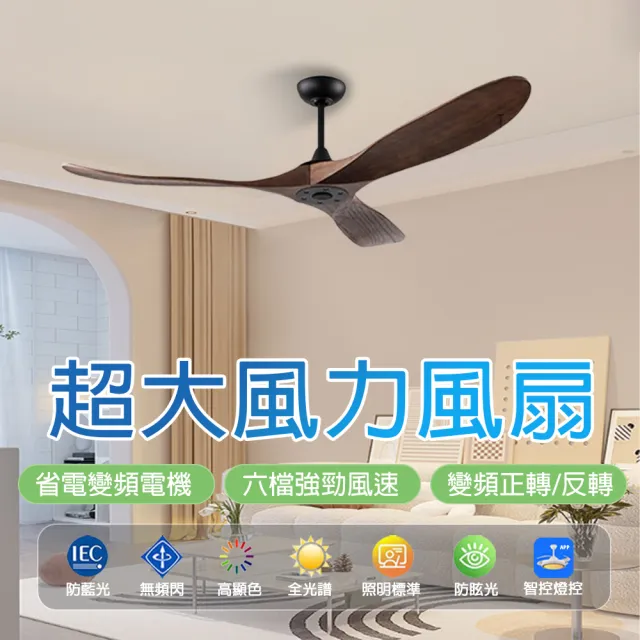 【LADUTA 拉布塔】智能變頻吊扇 遙控六段風速(60吋 四季通用正反轉 靜音省電 現代簡約風 餐廳商業 CT301)