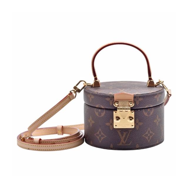 LV LOUIS VUITTON路易威登 M46933 經典 Scott 系列 Monogram 塗層帆布圓盒手提 / 斜背包