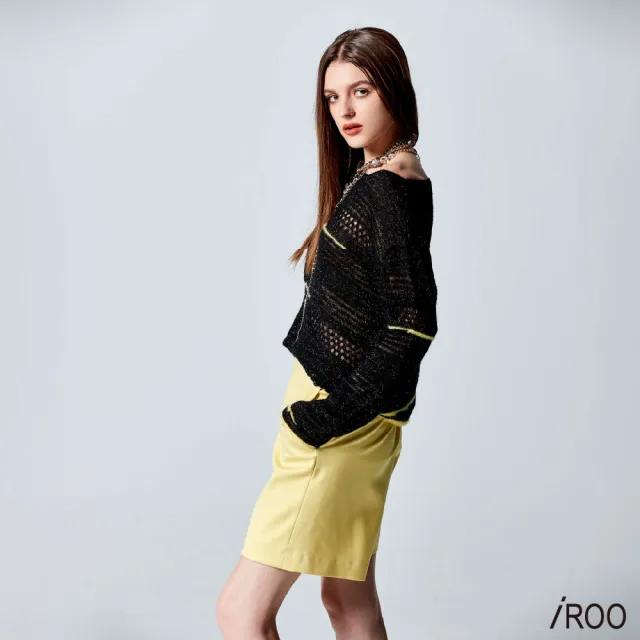 【iROO】萊姆黃直筒五分褲