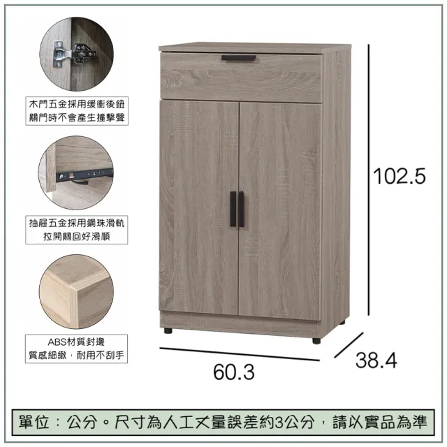 【唯熙傢俱】博拉特灰橡色2尺鞋櫃(玄關櫃 鞋櫃 鞋子收納櫃 收納櫃 置物櫃)