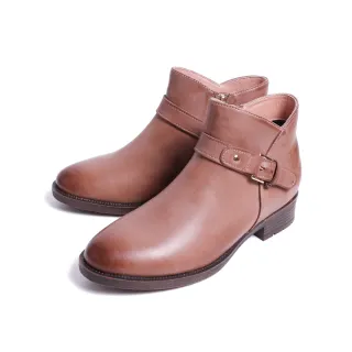 【KOKKO】率性簡約飾釦柔軟綿羊皮短靴(淺咖色)