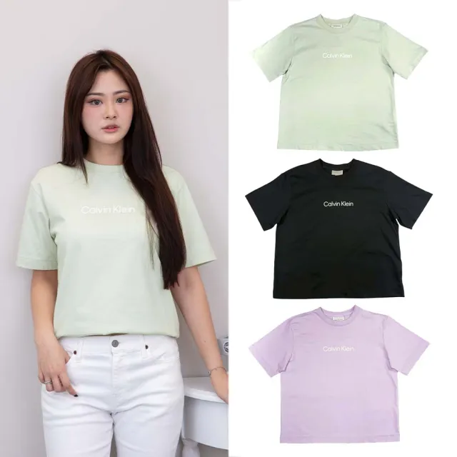 【CALVIN KLEIN】三色 Calvin Klein 寬鬆 短T 簡約 女T  硬挺材質 有型 純棉 CK 短袖 T恤(1616 CV3)