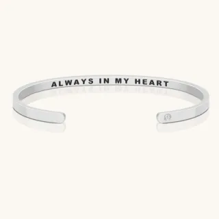 【MantraBand】美國悄悄話 Always in my heart 常駐我心 內側字款 銀色手環(悄悄話手環)