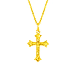 【Just Gold 鎮金店】榮耀十字 黃金吊墜-不含鍊(網路限定)