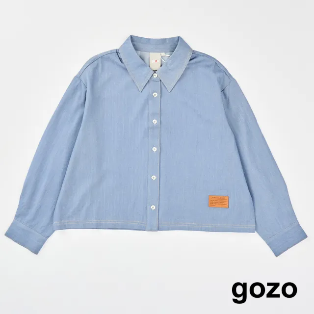 【gozo】MOMO獨家款★限量開賣 配色壓線牛仔長袖襯衫(兩色)
