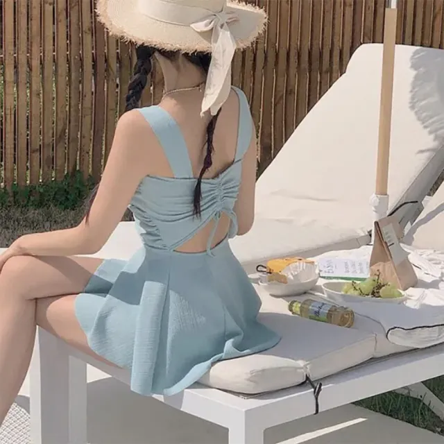 【SeasonsBikini】美背修身兩件套連身泳衣 -194-大尺碼(修身顯瘦兩件式泳衣)