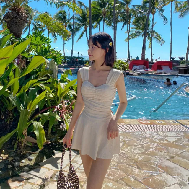 【SeasonsBikini】美背修身兩件套連身泳衣 -194-大尺碼(修身顯瘦兩件式泳衣)