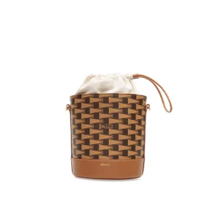【BALLY】官方直送BALLY  PENNANT 經典印花沙漠棕水桶包