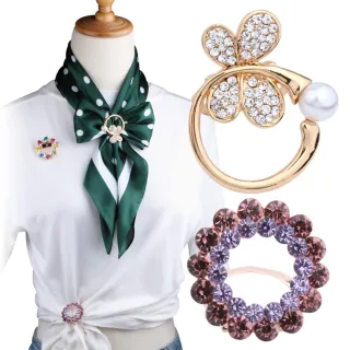 【Jpqueen】流線花圈水鑽蝴蝶多功能衣角收腰夾胸針方巾扣多用款(10款可選)