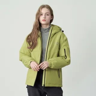 【pierre cardin 皮爾卡登】網路獨家 女款 保暖防風防潑水科技棉連帽外套-綠色(8255761-42)