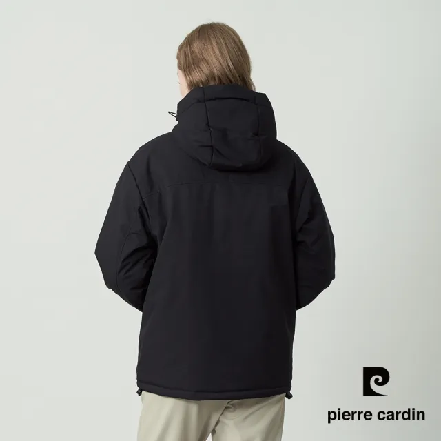 【pierre cardin 皮爾卡登】網路獨家 女款 保暖防風防潑水科技棉連帽外套-黑色(8255761-99)