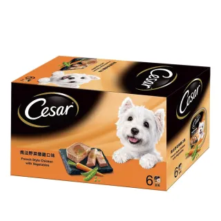 【Cesar 西莎】經典風味餐盒 100g*6入_野菜燉雞 寵物/狗罐頭/狗食