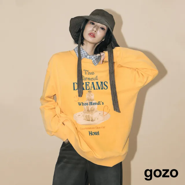 【gozo】A|蠟染剪破甜點印花大學T(兩色)