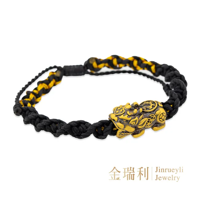【金瑞利】黃金手繩0.37錢±1厘(銠黑金龍紋鎮寶貔貅)