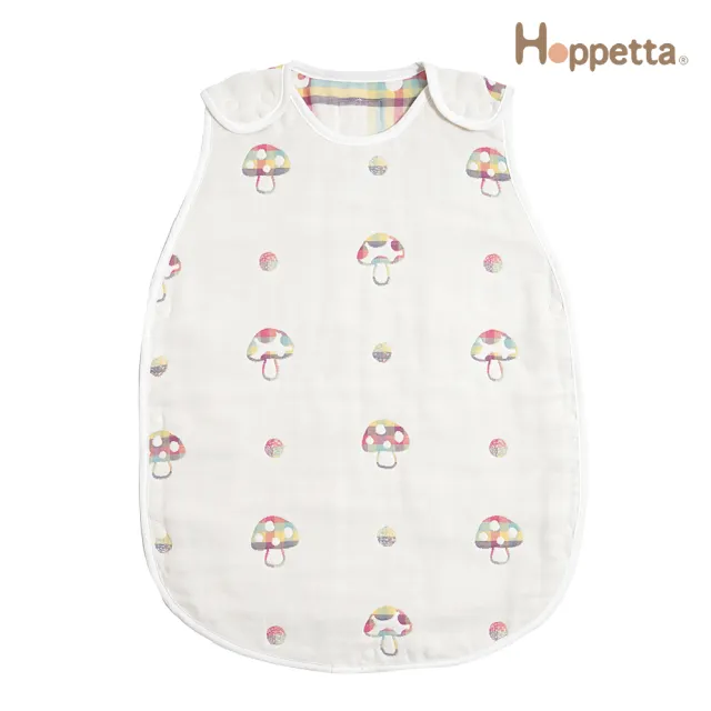 【Hoppetta】彩虹蘑菇六層紗防踢背心小蓋被禮盒組(0-3歲嬰童版 正反兩面可穿日本製冬暖夏涼四季款)