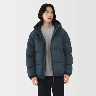 【MUJI 無印良品】男輕量羽絨可攜式連帽外套(黑色/暗藍)