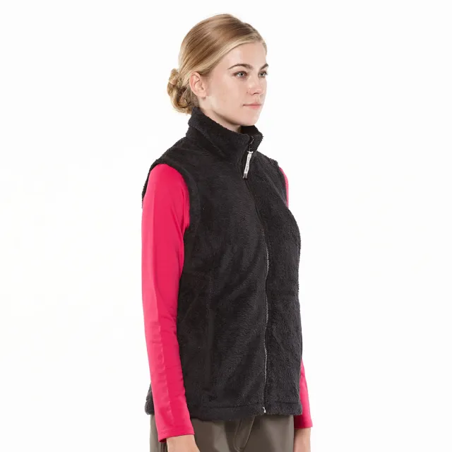 【POLAR BEAR 北極熊】女POLARTEX保暖長刷毛防風背心-黑色(24V07)